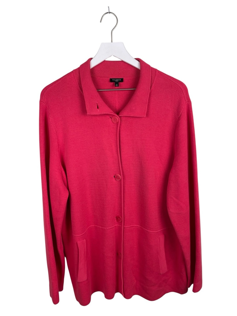 Talbots Woman Sweater Blazer Cardigan Plus Size 2X Bright Pink Cotton Rayon